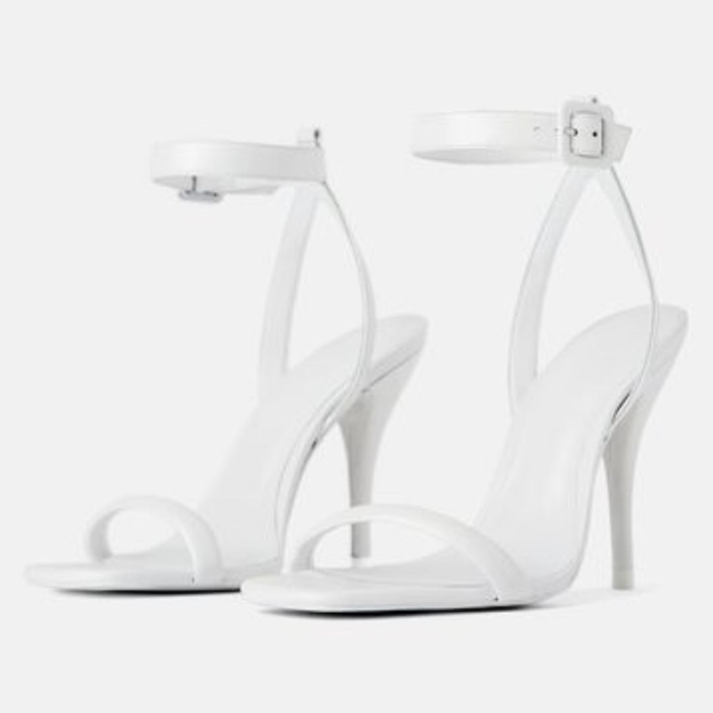 ZARA White Leather Strappy Sandals (new with tags)